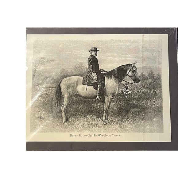 Robert E. Lee War Horse Traveler - Hand Colored Engraving - Unframed - Civil War - Picture 1 of 8